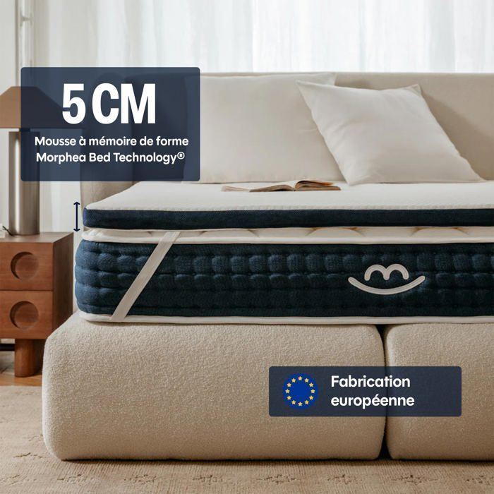 Memory foam mattress topper 140x190cm, 5cm thick - Cloudy - Morphea
