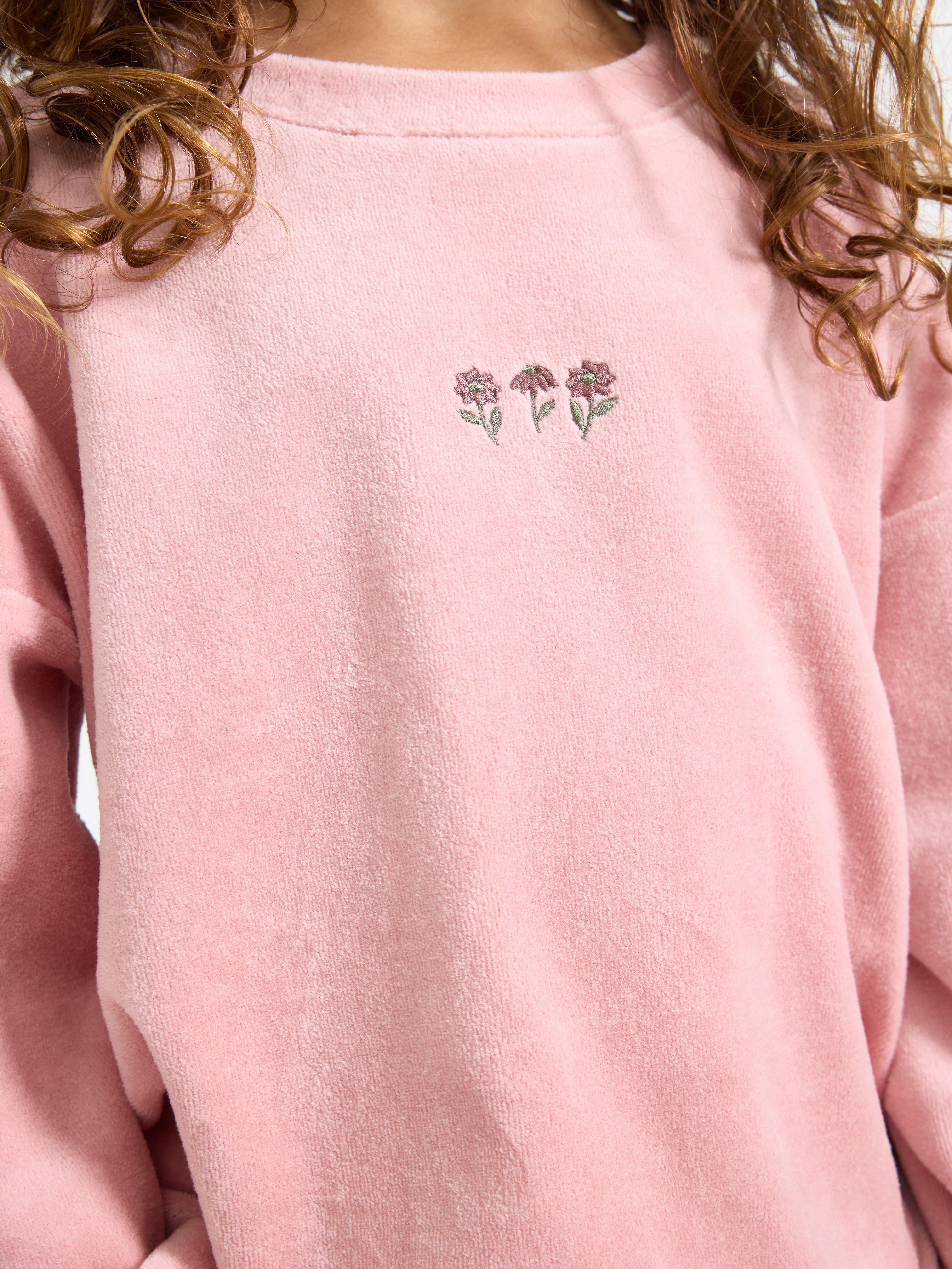 Camiseta extragrande de terciopelo rosa empolvado