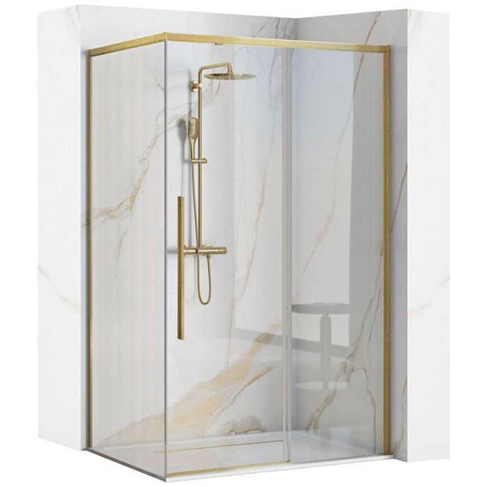 Cabine De Douche Rea Solar Paroi Et Porte De Douche Or Brossé 120 X 90 X 195 Cm
