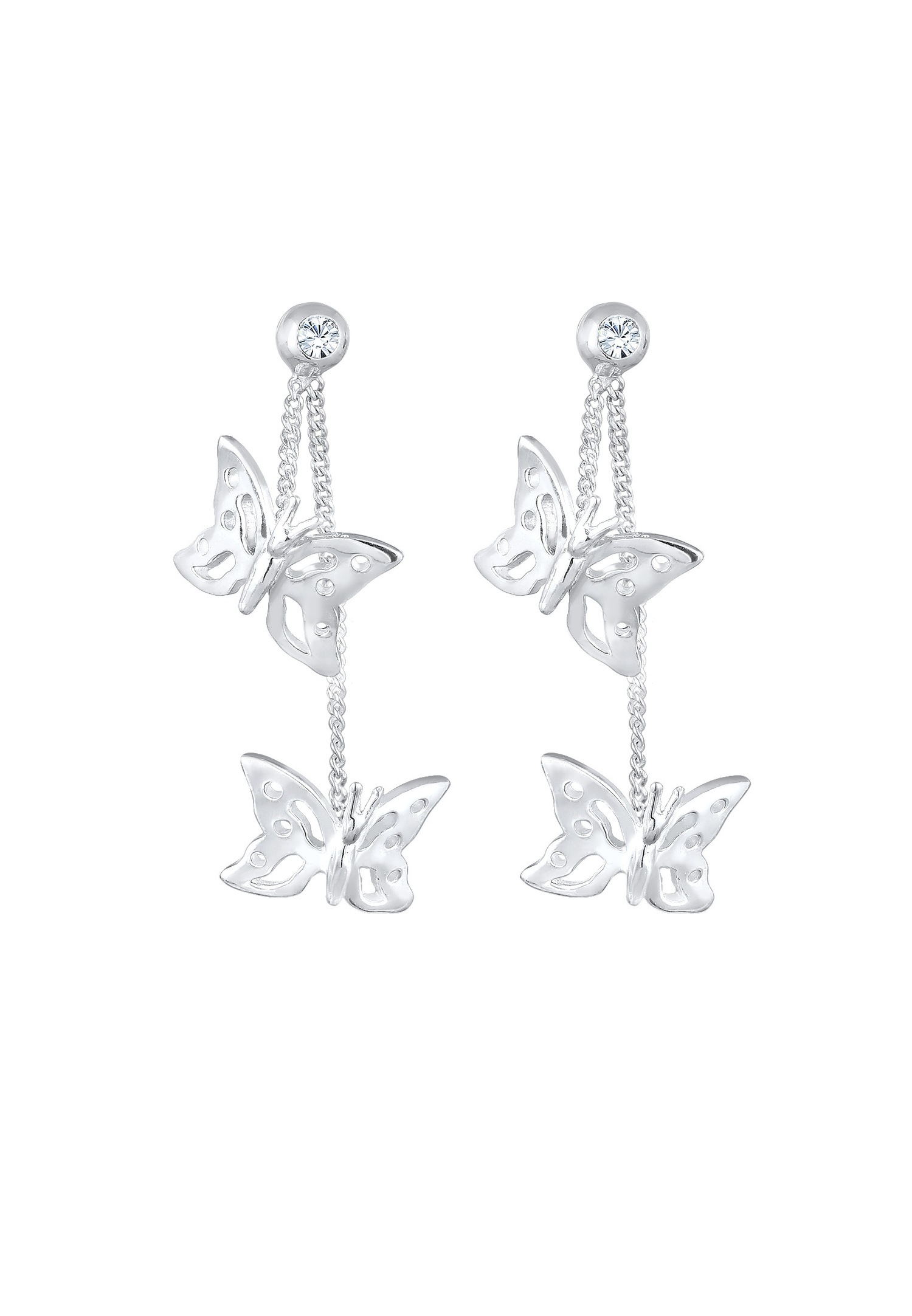 Elli Femmes pendentif d'oreilles tendance papillon nature avec cristaux en argent sterling 925