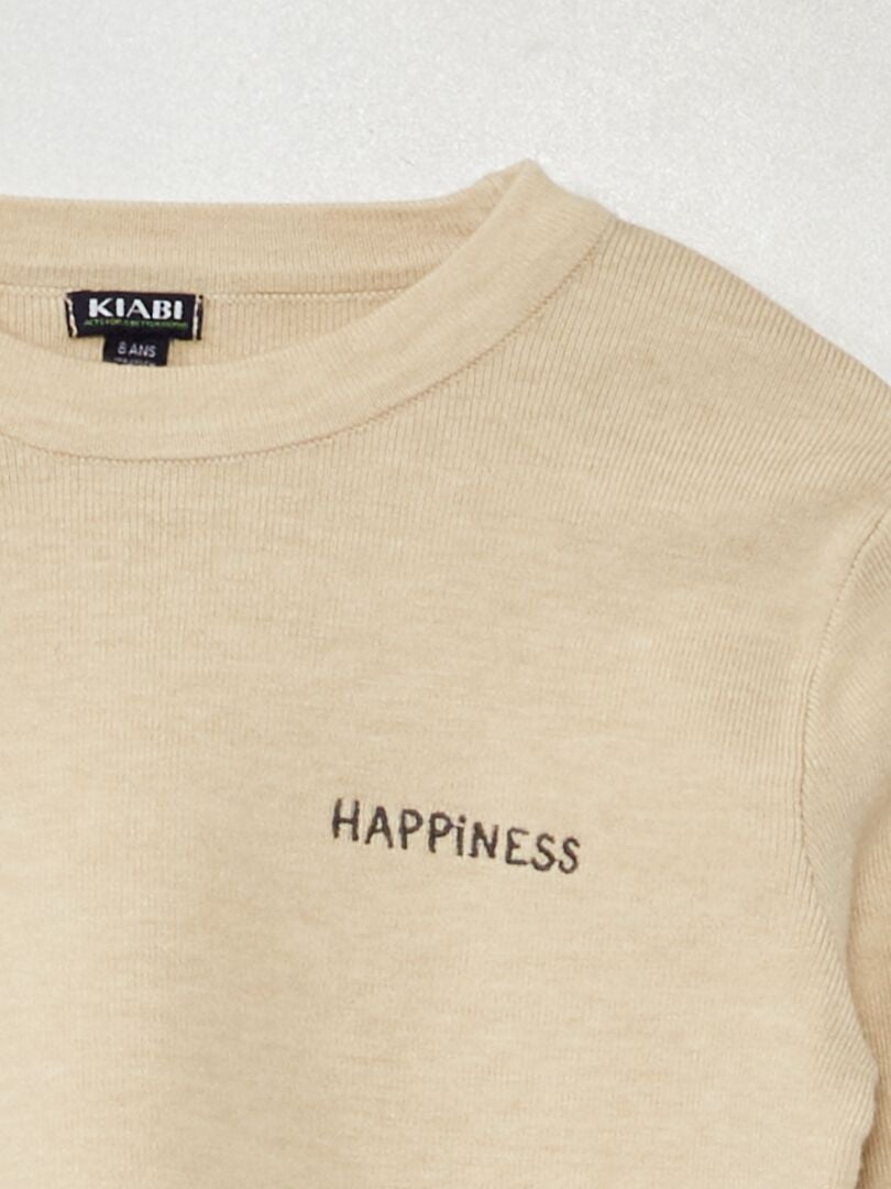 Trui met lange mouwen van jersey - BEIGE