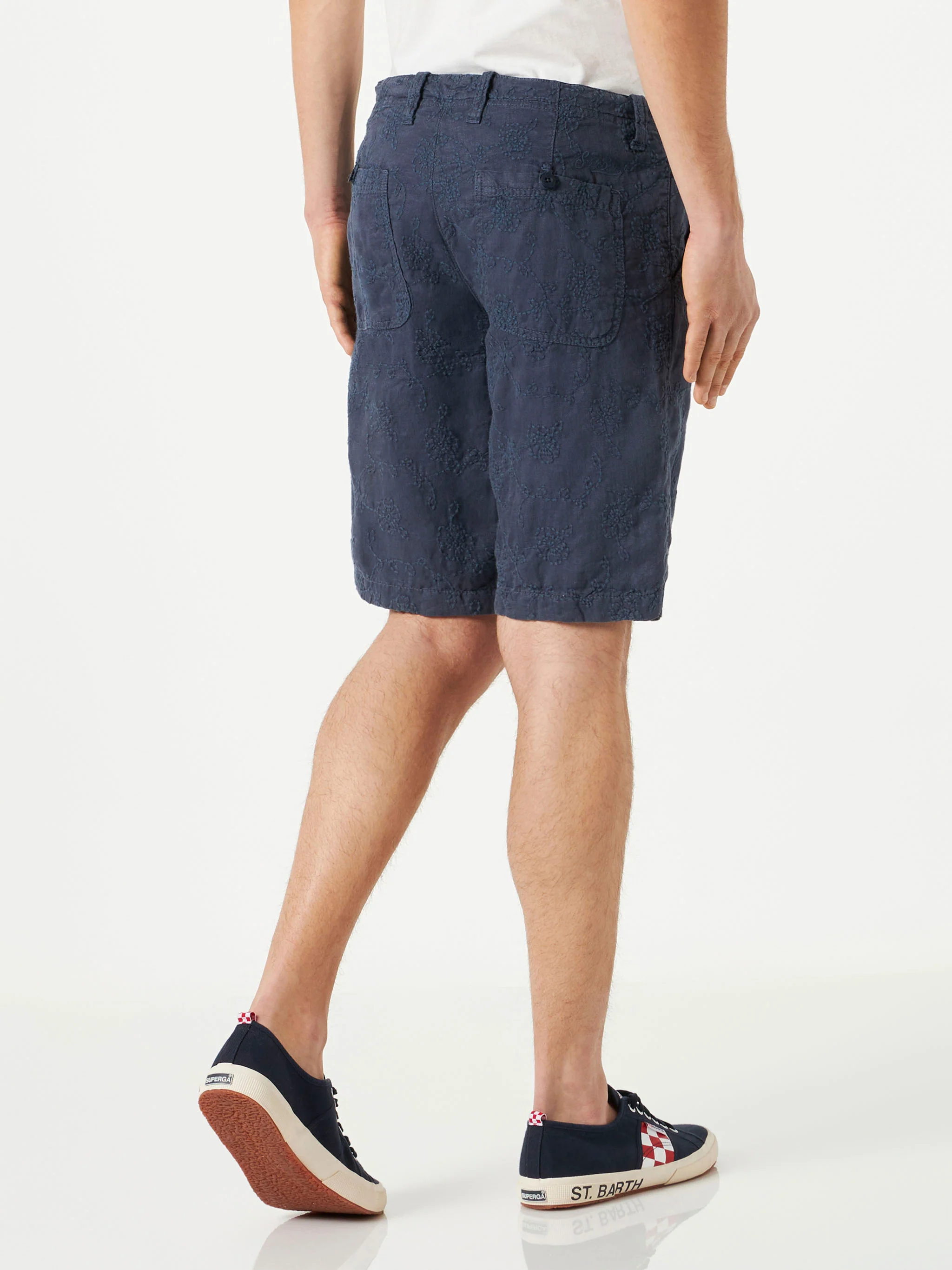 Blauwe Bermuda-shorts met borduursels