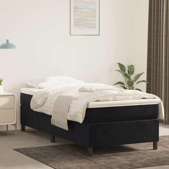 Bedframe met matras - Maison Exclusive - Zwart - 80x200 cm - Fluweel - Maximale ontspanning