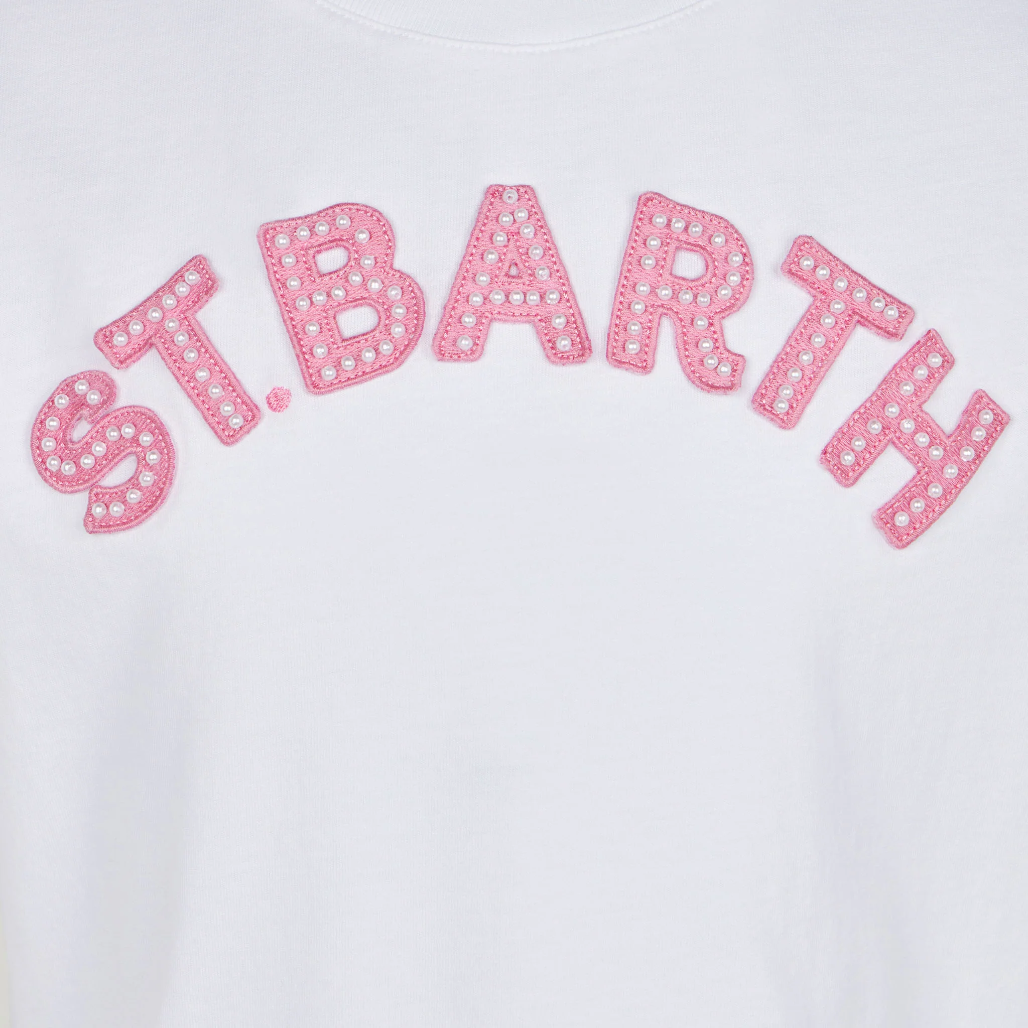 Meisjes T-shirt met roze St. Barth-logo.