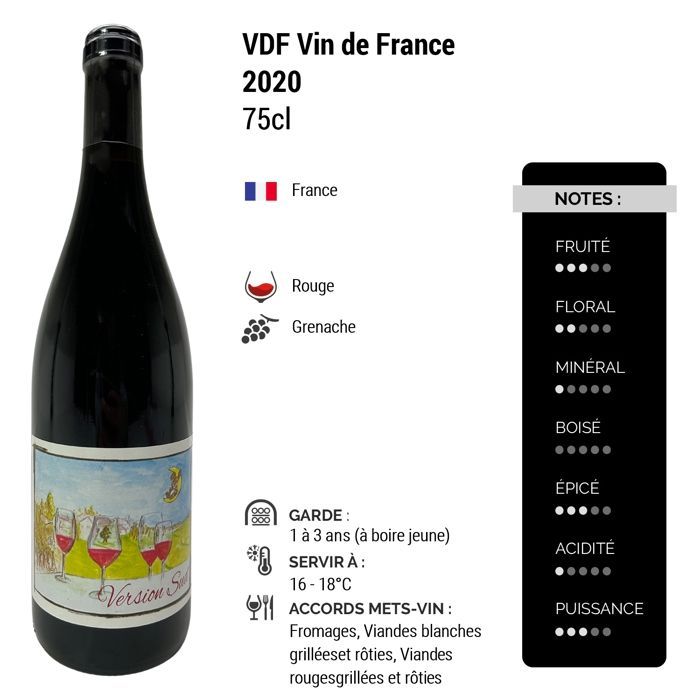 Frédéric Cossard Grenache Version Sud 2020 - Vin de France - Vin Rouge (3x75cl)
