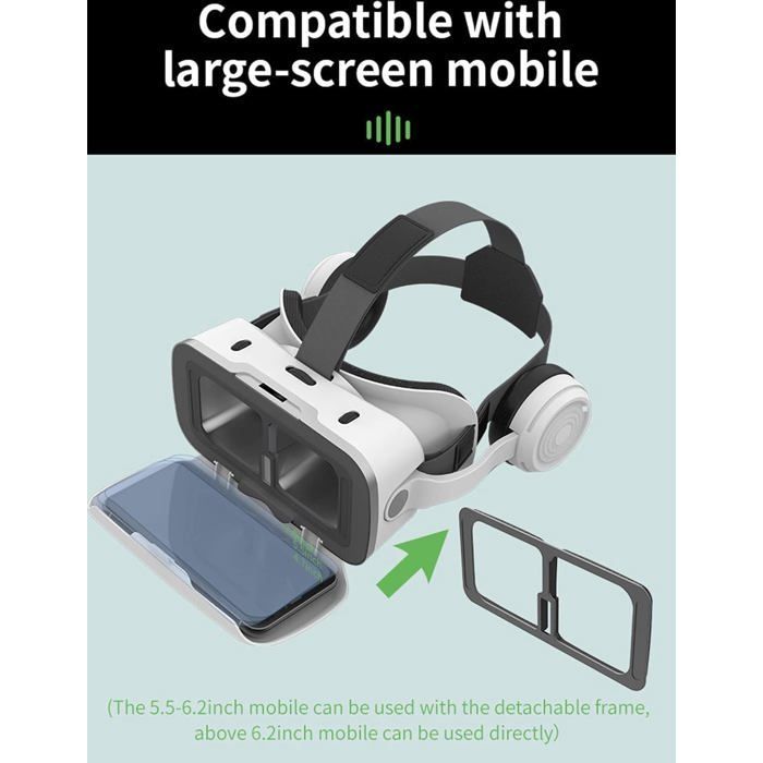 Visore per realtà virtuale - ZGEER - Compatibile con smartphone da 4,7 a 7,2 pollici - Bianco - Visione 3D - Angolo di visione di 120°