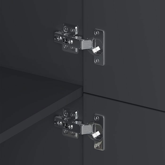 Armario de almacenamiento Mai & Mai con 4 puertas y 4 compartimentos, armario multiusos, negro mate y gris, 76x36,4x74 cm, SR04