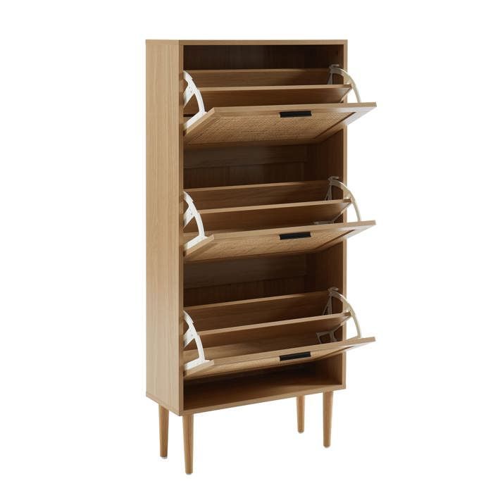 Meuble à chaussures AMANA  cannage rotin  3 portes 60cm - Bois