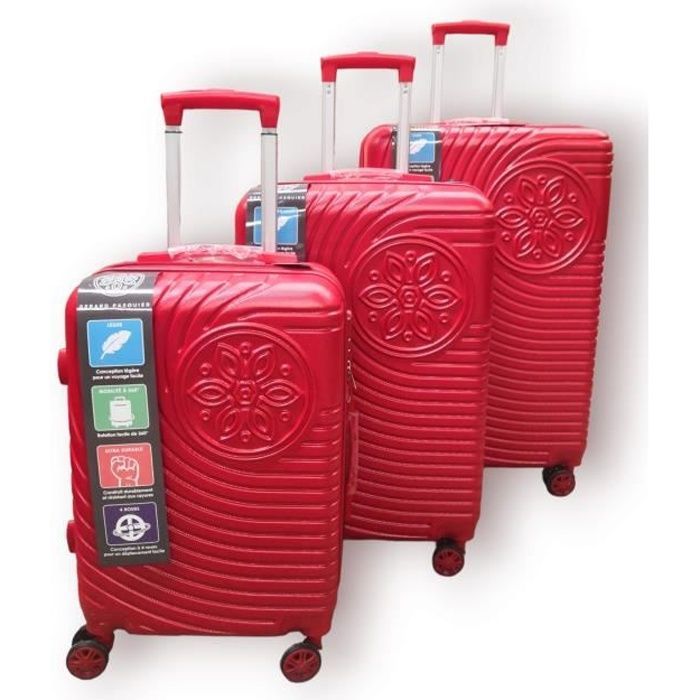 Set de 3 valises - GERARD PASQUIER - ABS - Rouge - Coque rigide - Trolley inclus
