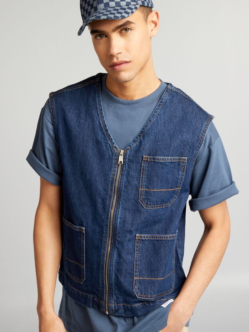 Chaqueta vaquera sin mangas - AZUL