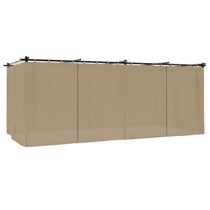 vidaXL Tonnelle avec rideaux taupe 6x3 m acier, tonnelle de jardin, tonnelle de patio, pavillon de jardin 4003922