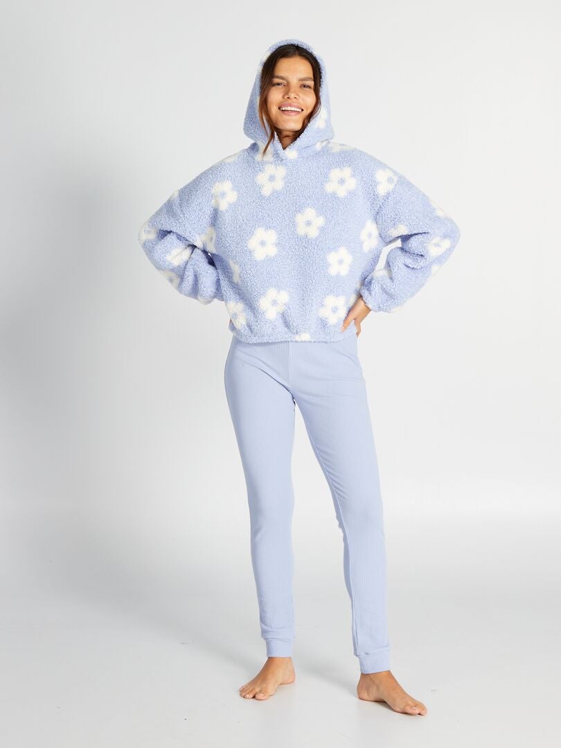 2-delige pyjamaset met capuchon en broek - BLAUW