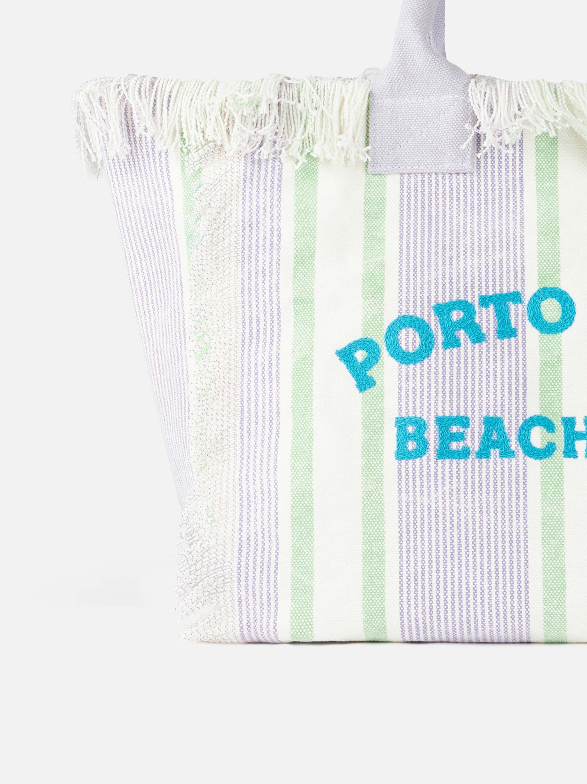 Porto Cervo Beach Club prugasta pamučna platnena torba za šminku