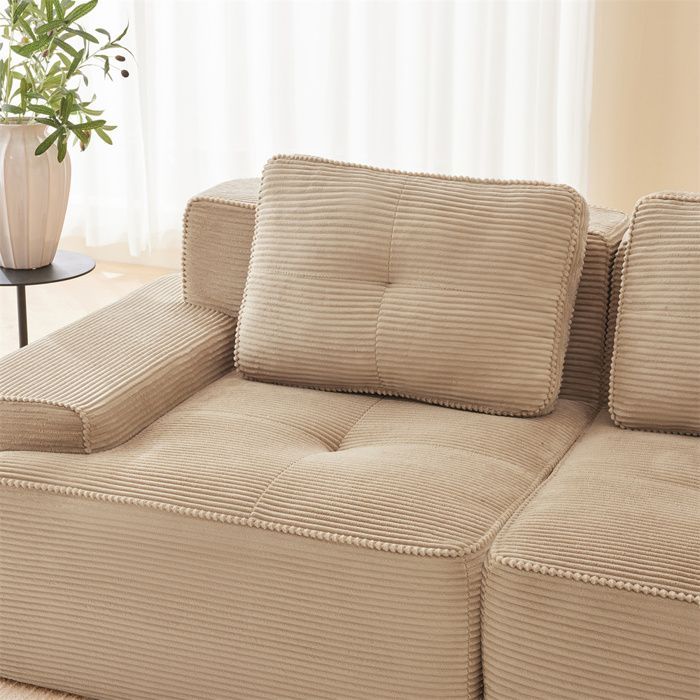 Divano modulare a 3 posti oversize DRIPEX Cloud, in velluto a coste con 3 cuscini, 293*104*69 cm, beige.
