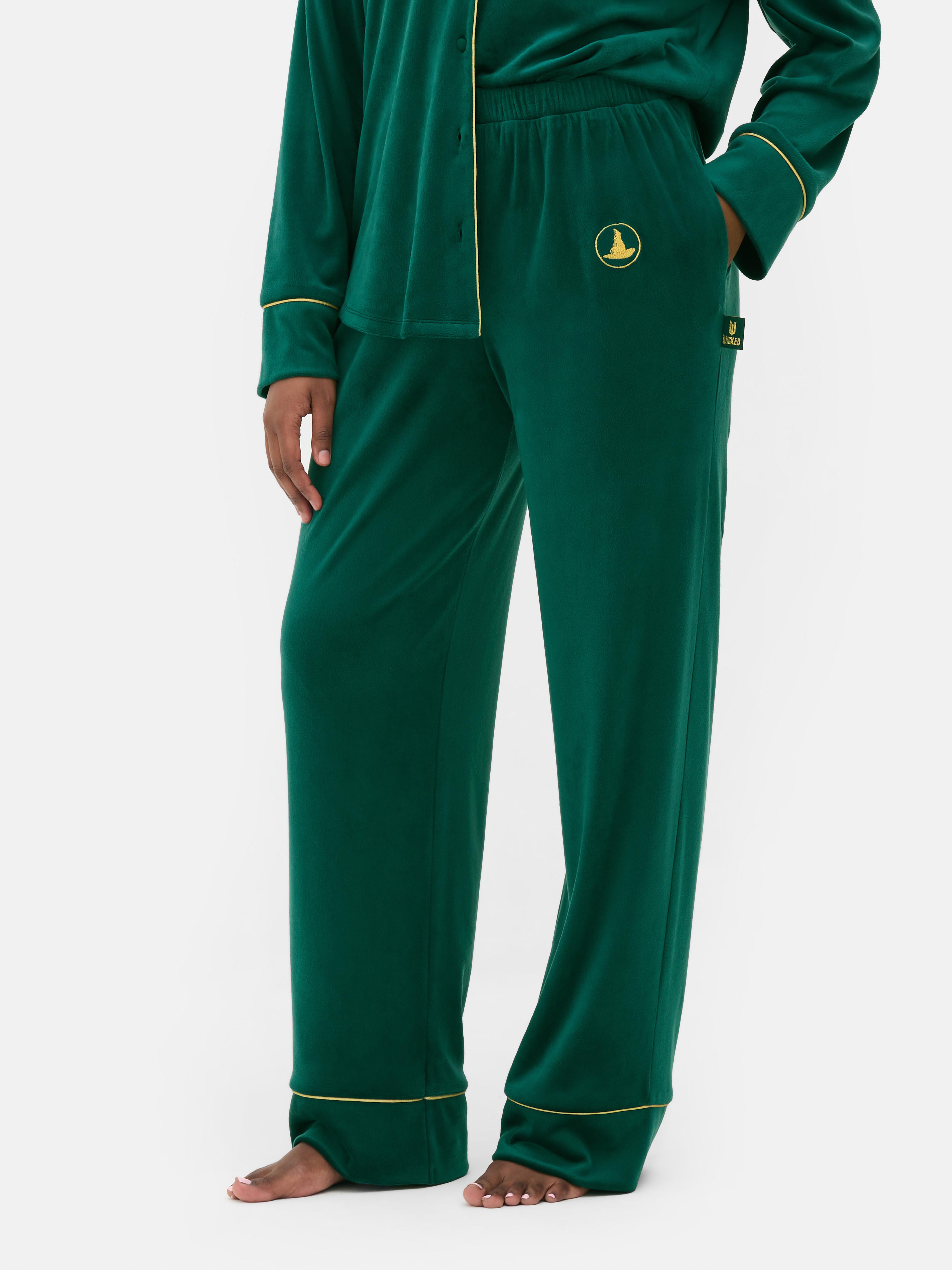 Pantaloni de pijama Wicked x Primark din velur Pantaloni de pijama confortabili cu talie elastică și croială lată
