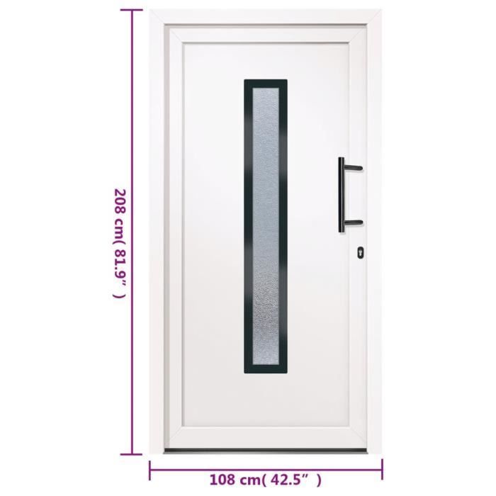 Puerta de entrada blanca vidaXL 108x208 cm PVC 3157083
