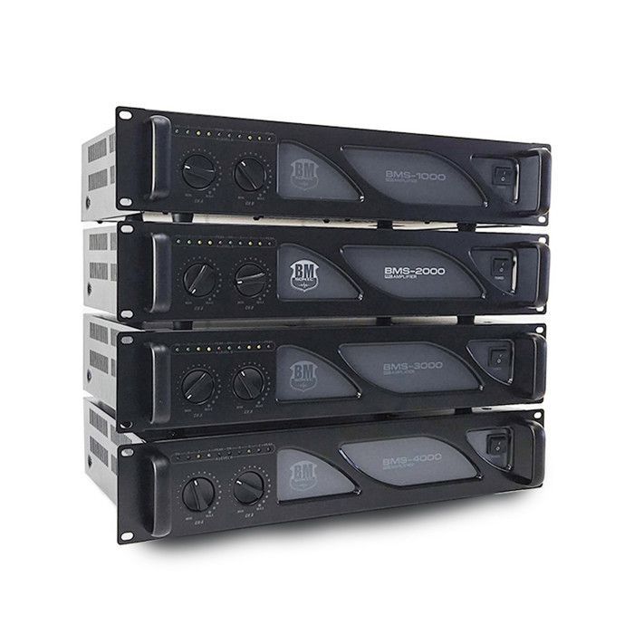 DJ PA Amplifier - BM SONIC BMS-1000 - 2 x 500W - MOSFET Technology with Continuous Cooling