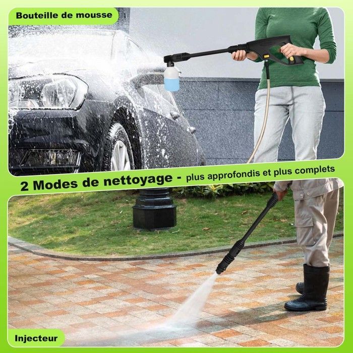 Nettoyeur haute pression électrique, avec Pistolet Haute Pression Réglable, Flexible 10m, Canon à mousse (1600W, 440 l/h, 150bar)