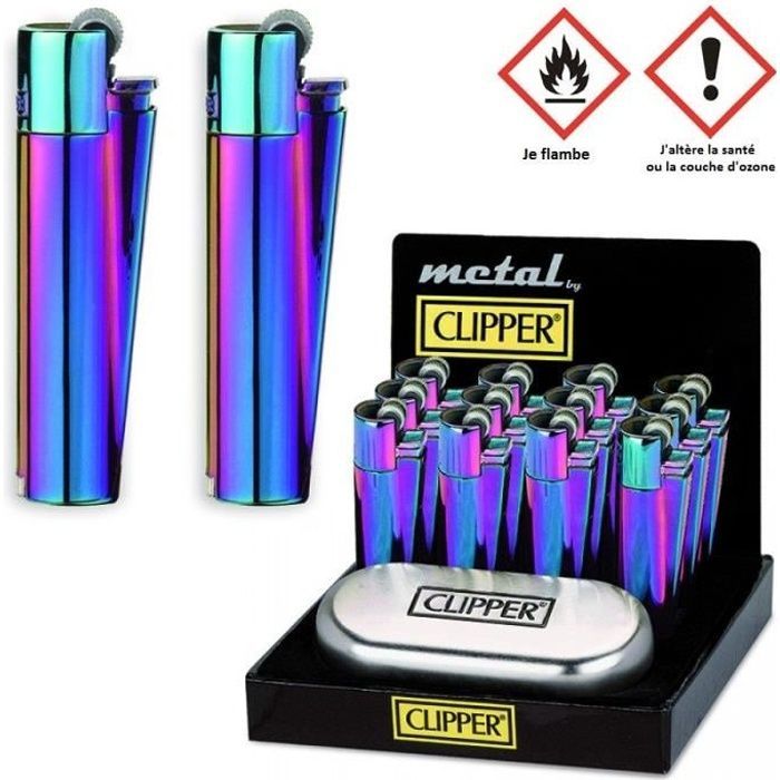 Encendedor metálico recargable Clipper, multicolor con caja - Colección para fumadores - 545