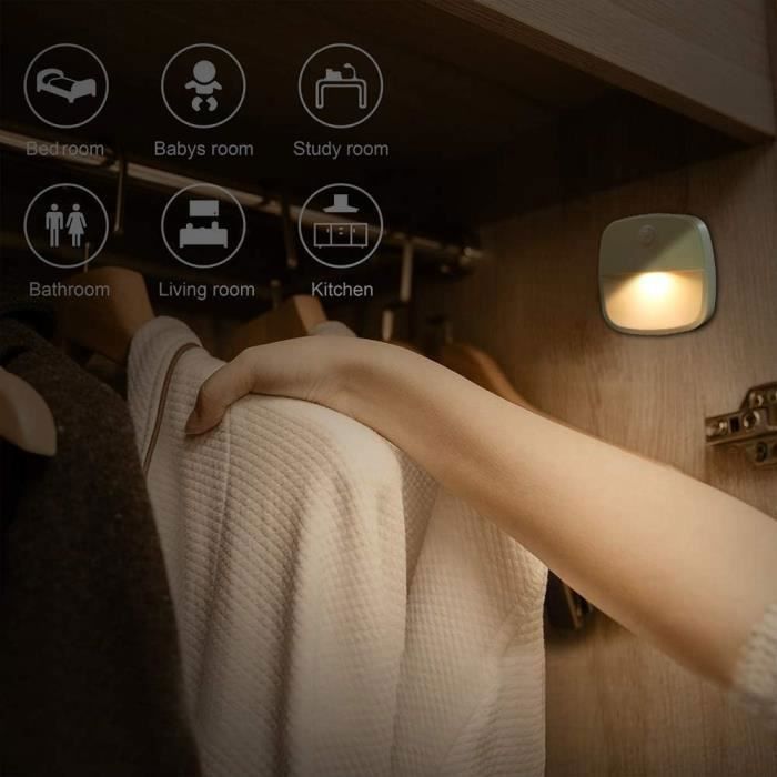 3 Veilleuse Led, Lampe de Nuit Murale avec Détecteur de Mouvement autocollante, Veilleuse Murale pour Salle de Bains, Chambre,