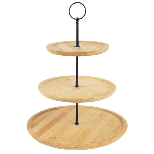 Patera drewniana 3-poziomowa naturalna 35 cm