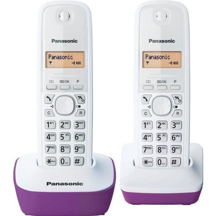 Panasonic KX-TG1612FRF | DECT-Schnurlostelefon (Duo) ohne Anrufbeantworter, Lila