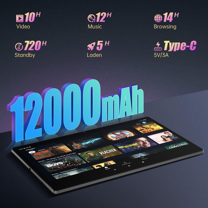 Tablet MESWAO de 15,6 polegadas com Android 14, 12 GB de RAM + 256 GB de ROM, bateria de 12000 mAh, Bluetooth 5.0, Wi-Fi 2.4G/5G e câmera de 32 MP.
