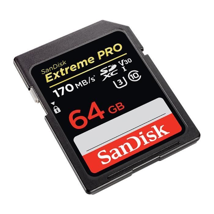 SanDisk Extreme Pro SDHC SDXC UHS-I Class 10 170MB SD Card - 64GB Memory Card
