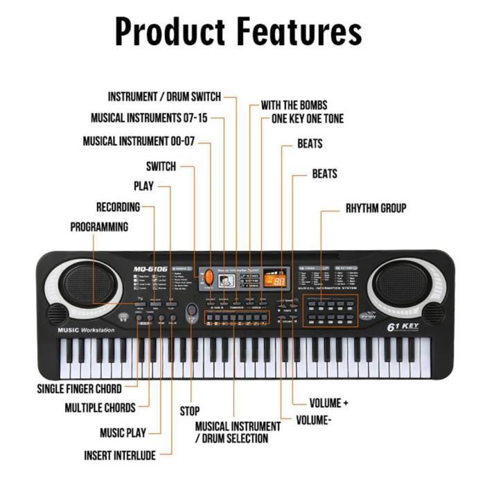 Pianoforte multifunzione per bambini MOGOI con 61 tasti e microfono