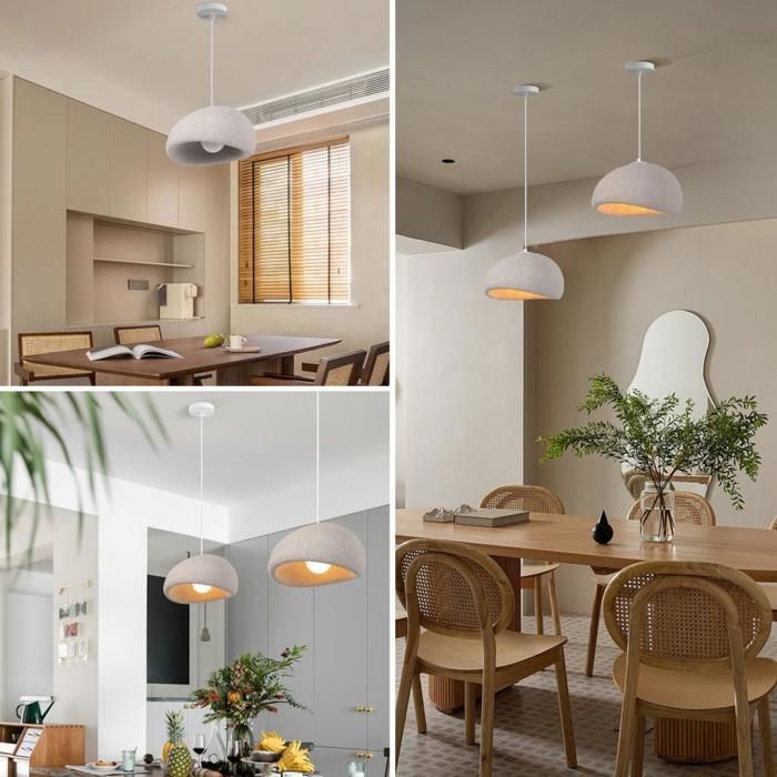 WOTTES Suspension Luminaire Moderne Créatif Gris, Lustre Design Métal Vintage E27 Lampe 1pcs Ø30cm pour Cuisine Salle à Manger