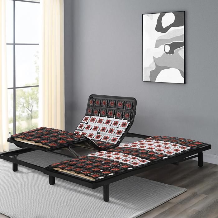 Base de cama eléctrica reclinable de Sampur | Láminas 100% ergonómicas | 2 x 70 x 190 cm | Cama eléctrica reclinable integrada