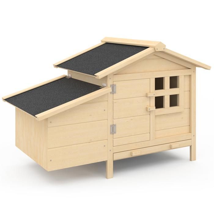IDMARKET Poulailler sur pilotis avec pondoir en bois