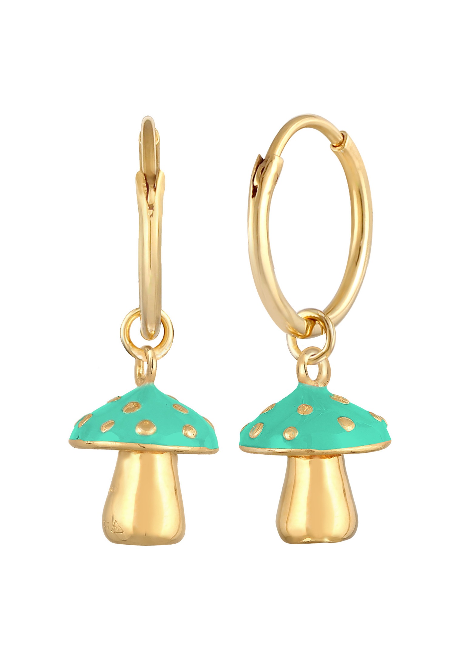 Elli Femmes Créoles champignon orange avec émail en argent sterling 925 plaqué or