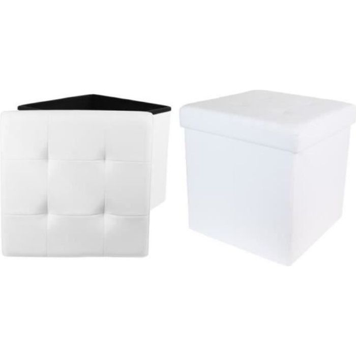 Sofá otomano TEENO® com espaço de armazenamento - Branco - Couro sintético - 38 x 38 x 38 cm