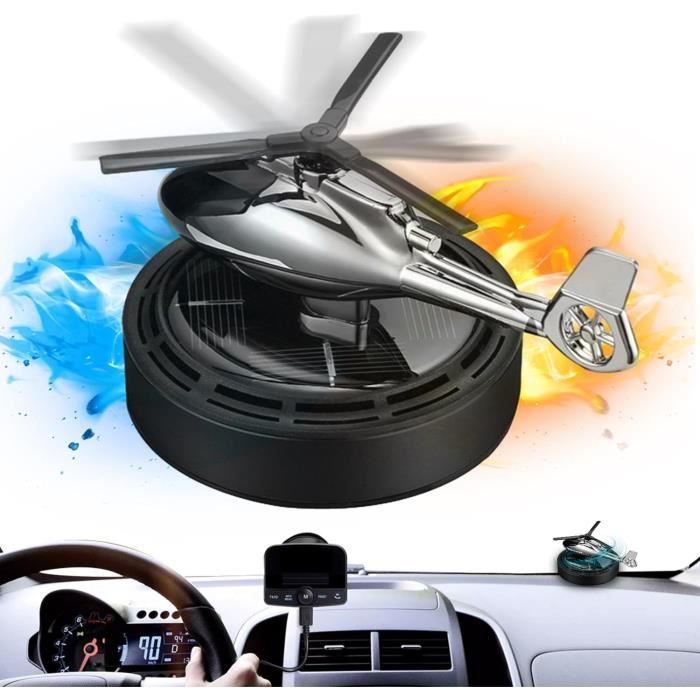 Difusor ambientador solar para coche con forma de avión - Difusor de aroma solar con forma de helicóptero, accesorios de decoración para coche - Negro