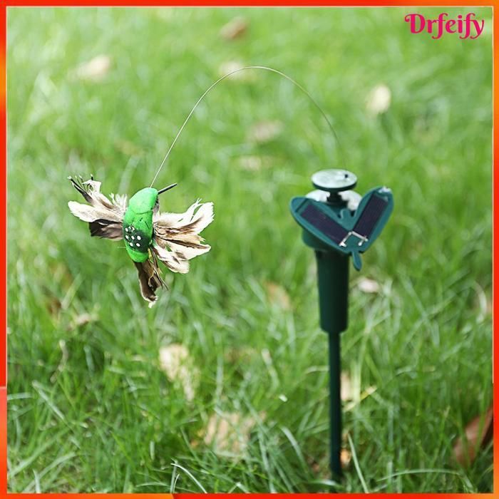Gartendekoration – AKOZON – Schmetterling/Kolibri – Solarbetrieben – Echte Federflügel – Sonnenblumenstecker
