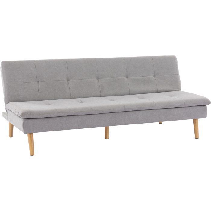 Sofá convertible de 3 plazas - AGATHE - Tela gris topo - 180 x 74 x 72 cm