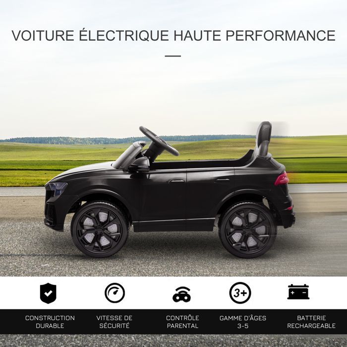 Children's Electric Ride-On Car - HOMCOM - Officially Licensed Audi RS Q8 - with Remote Control, Bluetooth, for Children Ages 3-5 - Black
