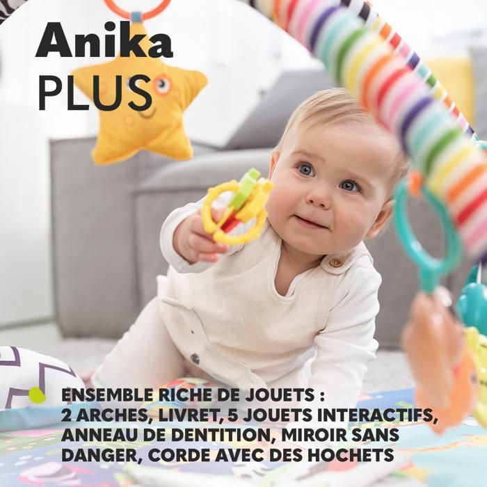Tapis d'éveil bébé 2en1 LIONELO Anika - Parc pour enfants - 98x114 cm - Lavable - Jouets interactifs - Multicolore