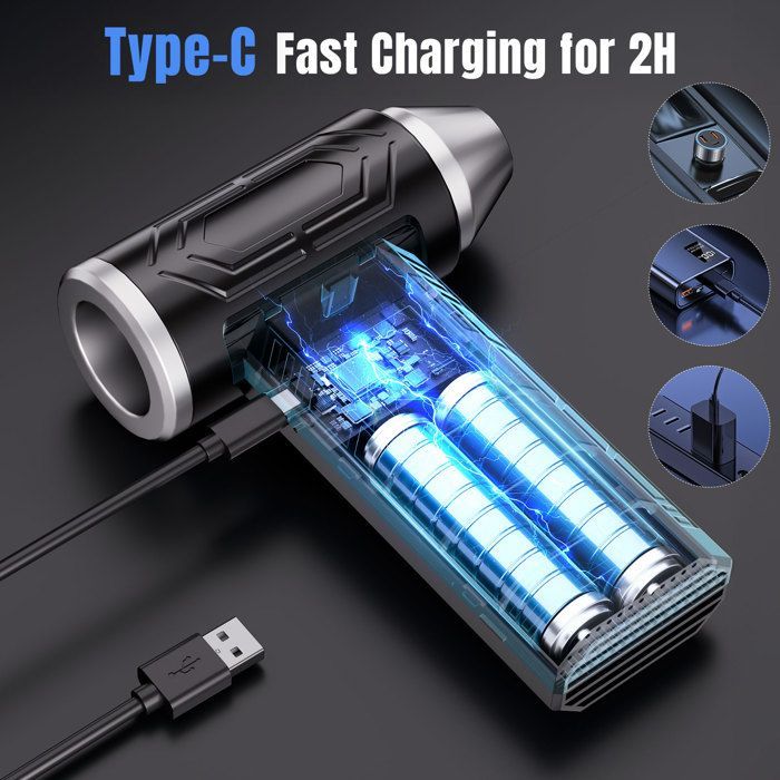 Aspirateur à Main Sans Fil TANBABY - 3 Vitesses - Rechargeable USB - Compact - Multifonctionnel
