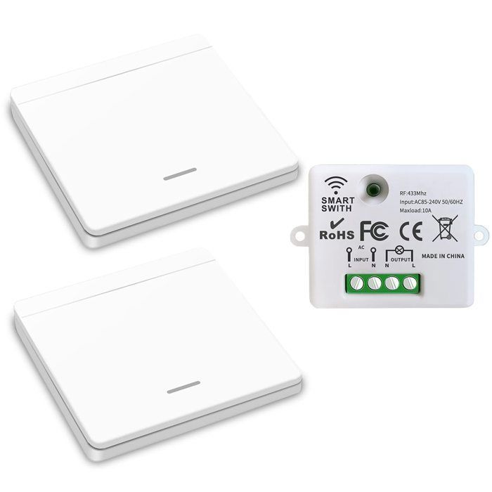 Interruttore della luce wireless, interruttore di sicurezza con trasmettitore RF e controller ricevitore da 10 A