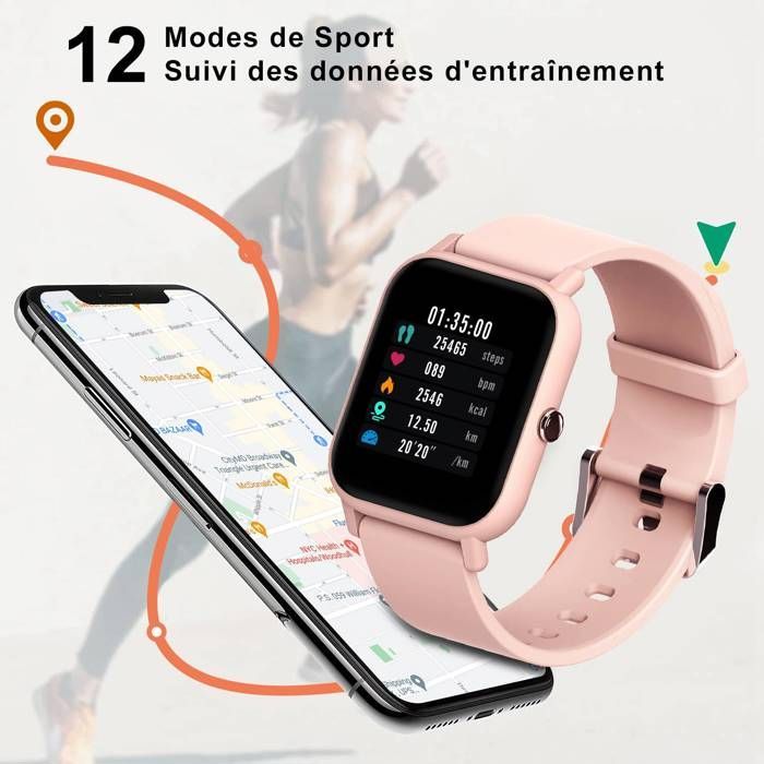 Smartwatch GPS Sport Montre Connectée Femme Homme Enfant IOWODO R3 1,3