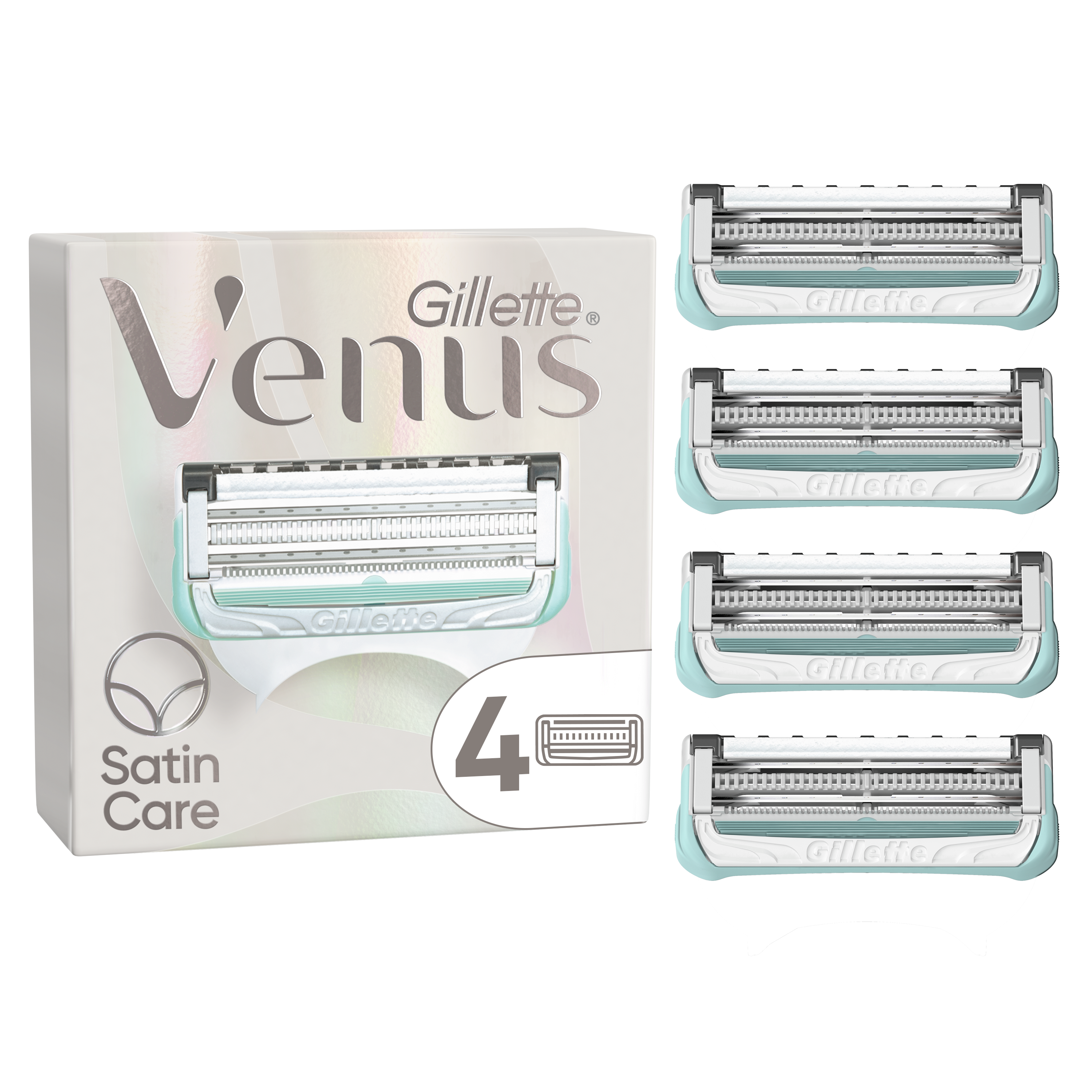 „Venus Satin Care“ skustuvo papildymai bikinio linijai ir intymiai zonai Moteriški skustuvo peiliukai