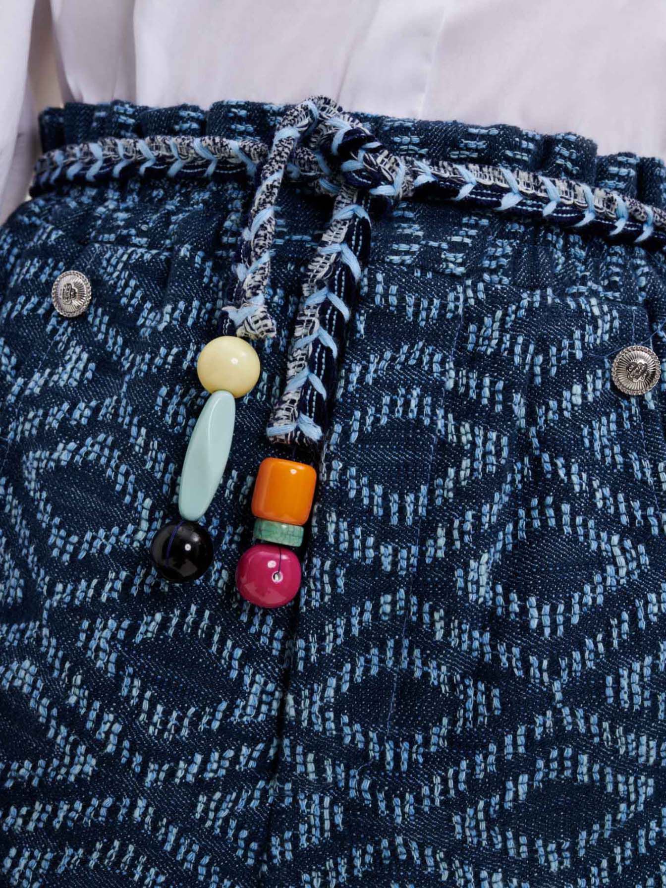 Pantaloni scurți jacquard cu efect denim - Indigo