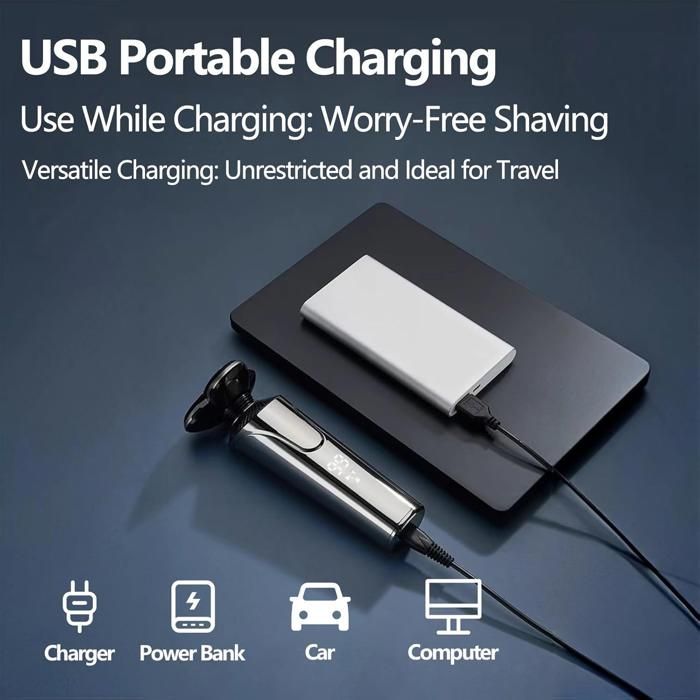Rasoir Électrique Hommes 5 en 1, Electric Shaver avec Écran LED, Tondeuse à Barbe Sans Fil, Tondeuse Cheveux étanche IPX6