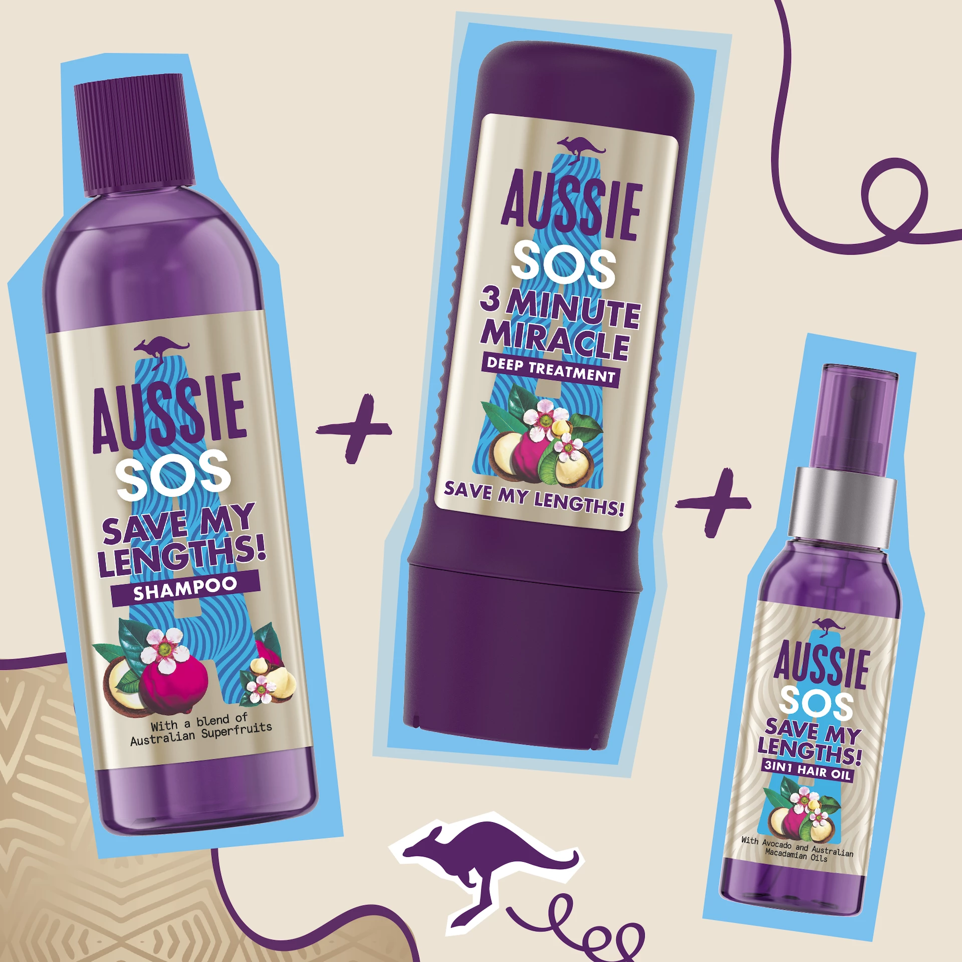 SOS Lengths Hajsampon 290 ml - Aussie