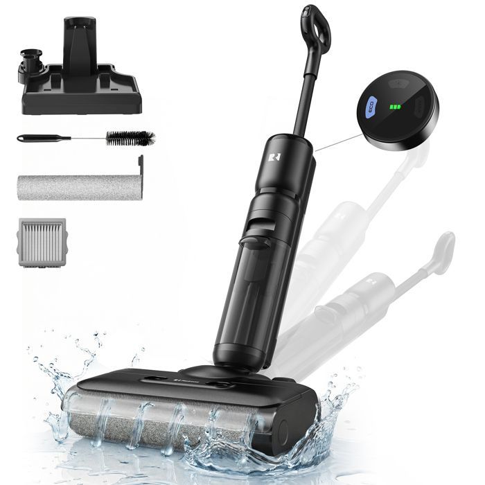 Redroad H13 Cordless Vacuum Cleaner and Mop - 23000Pa, 75min Runtime, Self-Cleaning, Anti-Tangle, OLED Screen, for Hard Floors - Black