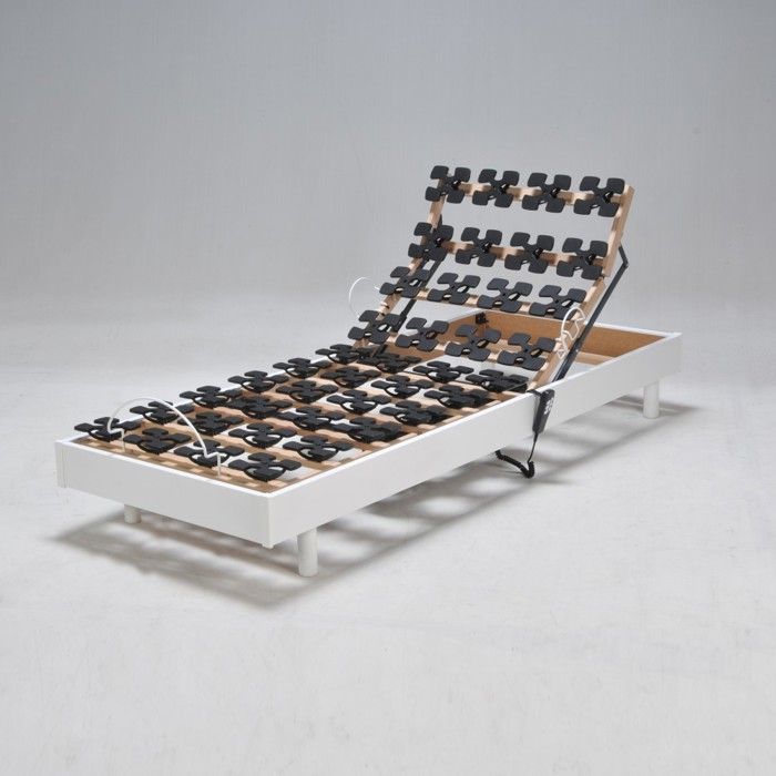 Base de cama eléctrica FLEXPALACE de 80x200 cm con cabecero y piecero ajustables - Blanca - Colchón no incluido