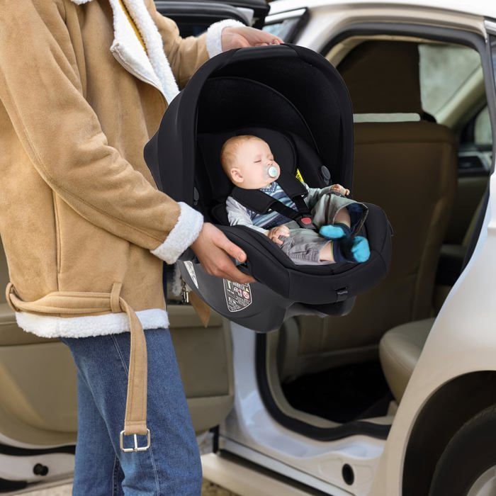 LUNSY - Cochecito doble - Hasta 30 kg - Paquete de cochecito y capazo - 0-36 meses - Asientos reversibles - Negro