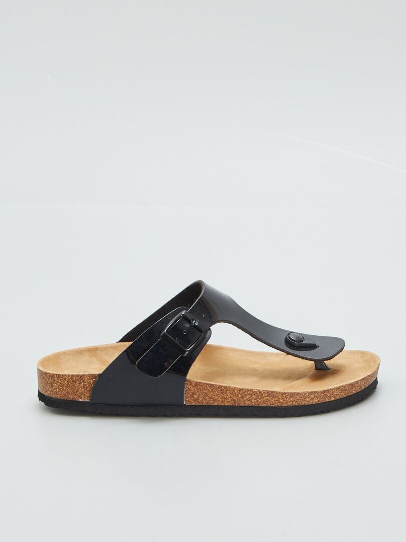 Sandalias tipo mule de color liso - NEGRO
